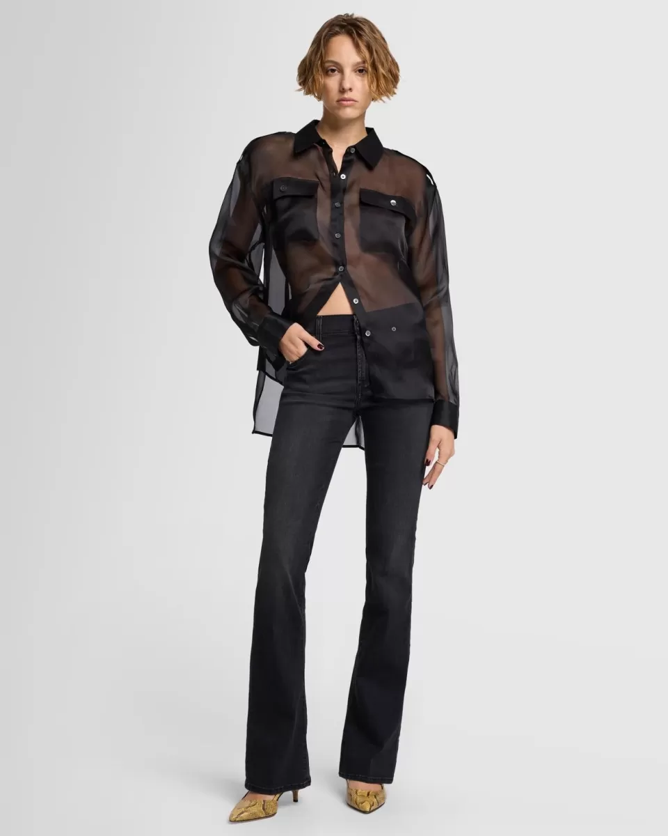 Women 7 For All Mankind B(air) Bootcut in Black Beauty