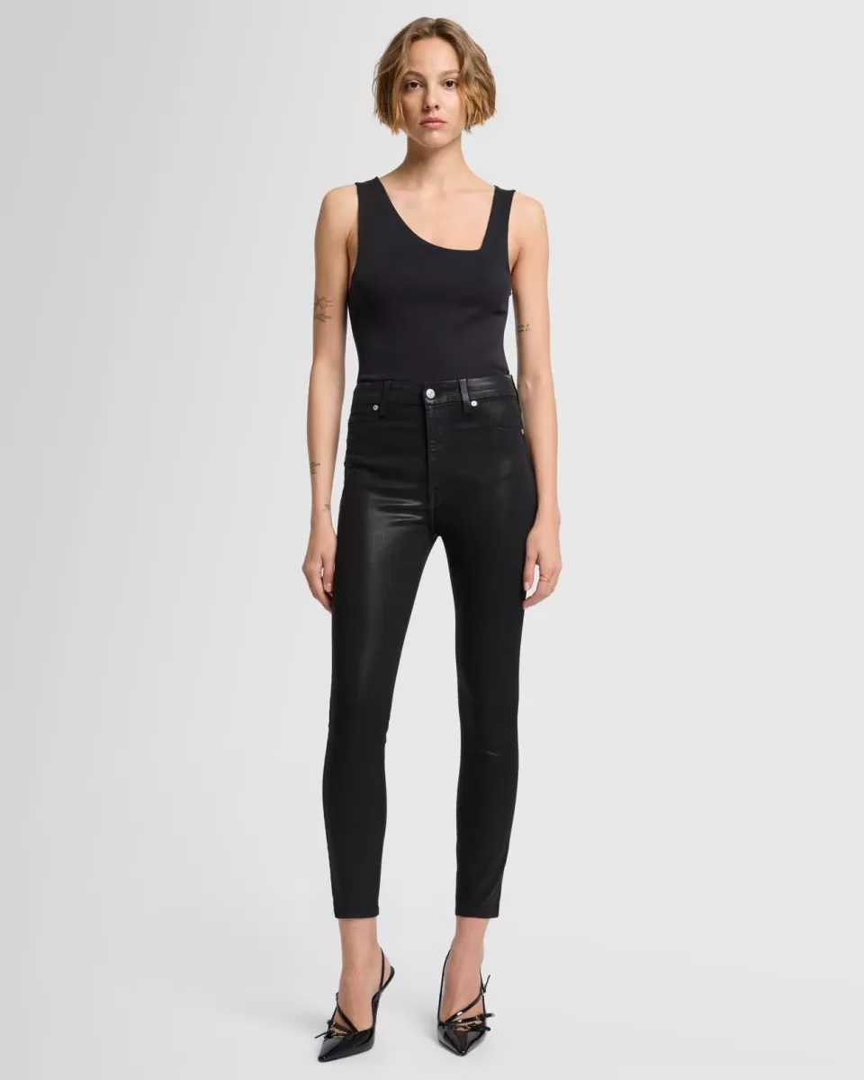 Women 7 For All Mankind B(air) High Waist Ankle Skinny in Coated Black