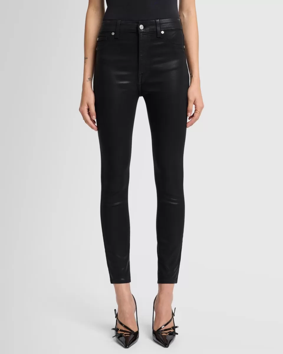 Women 7 For All Mankind B(air) High Waist Ankle Skinny in Coated Black