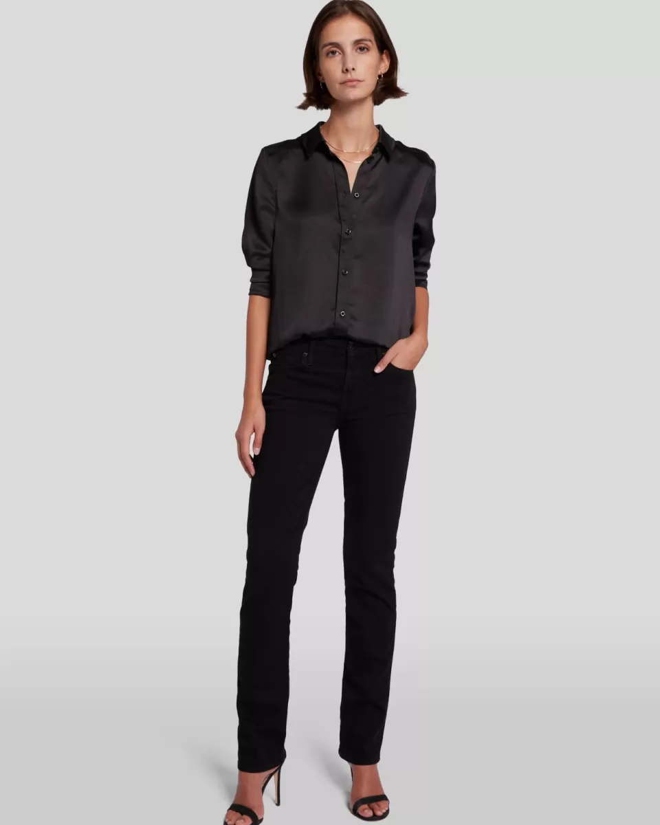 Women 7 For All Mankind B(air) Kimmie Straight in Rinsed Black