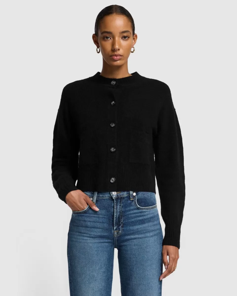 Women 7 For All Mankind Cashmere Blend Cardigan in Black