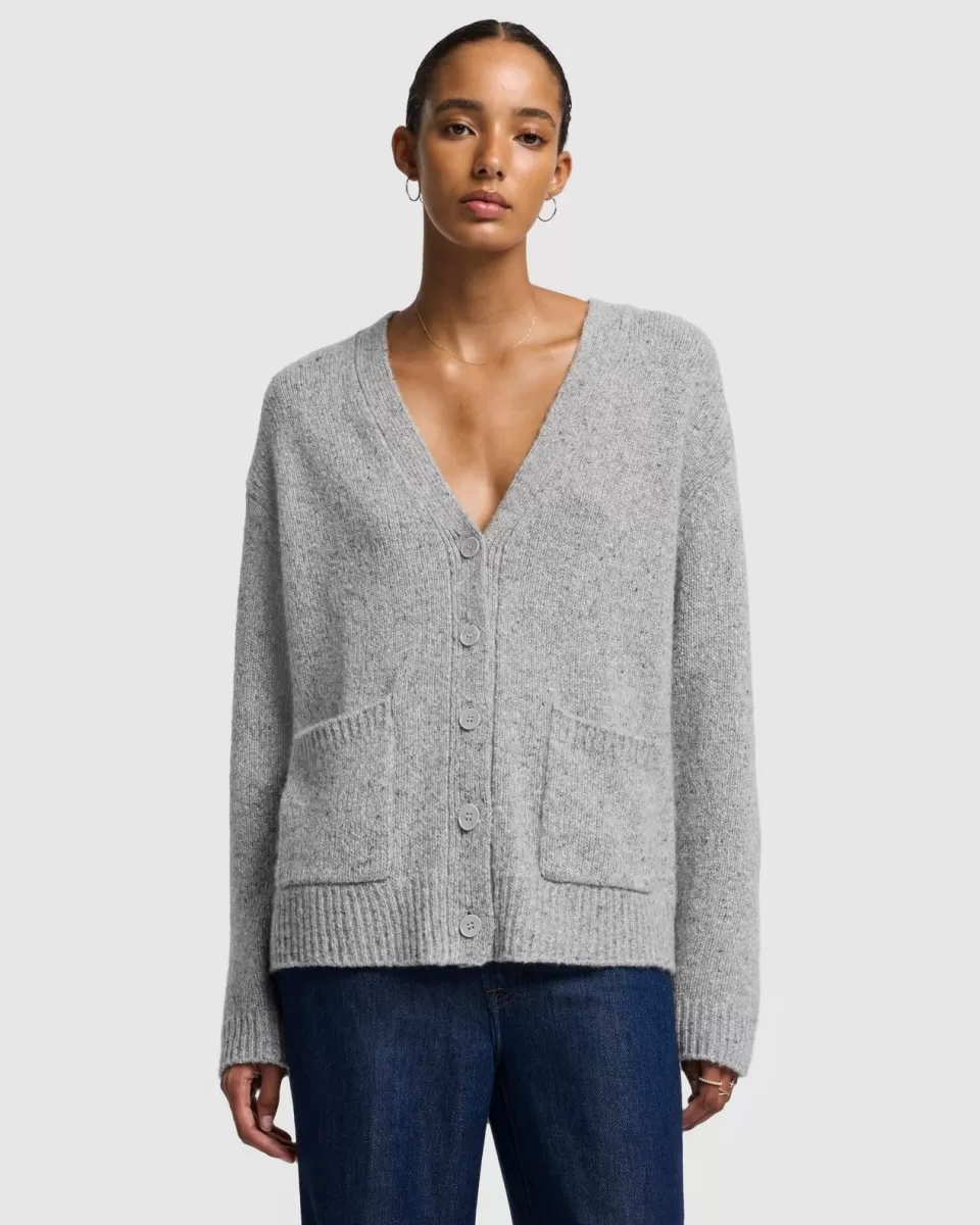 Women 7 For All Mankind Cashmere Boyfriend Cardigan in Quiet Grey