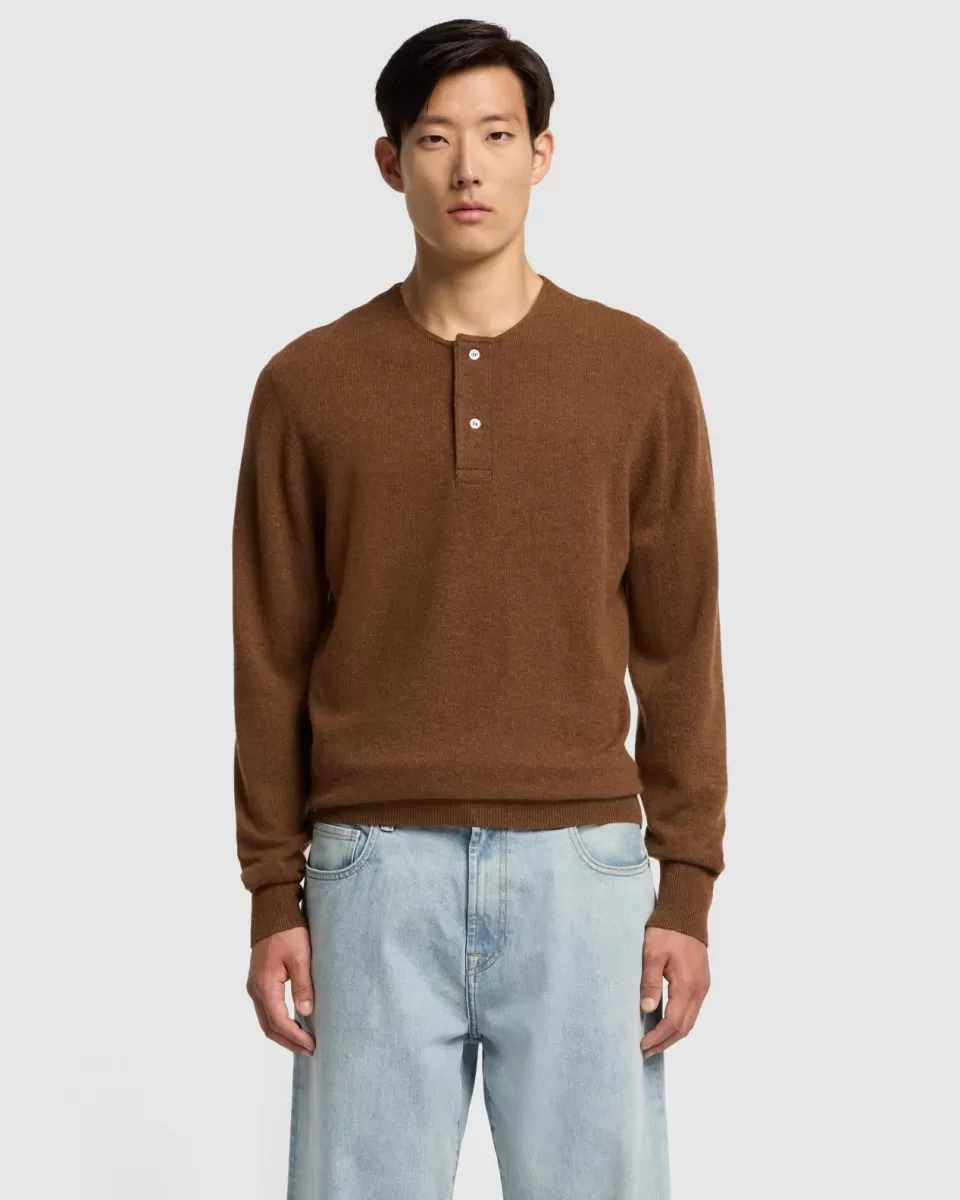 7 For All Mankind Cashmere Henley Sweater in Nutshell