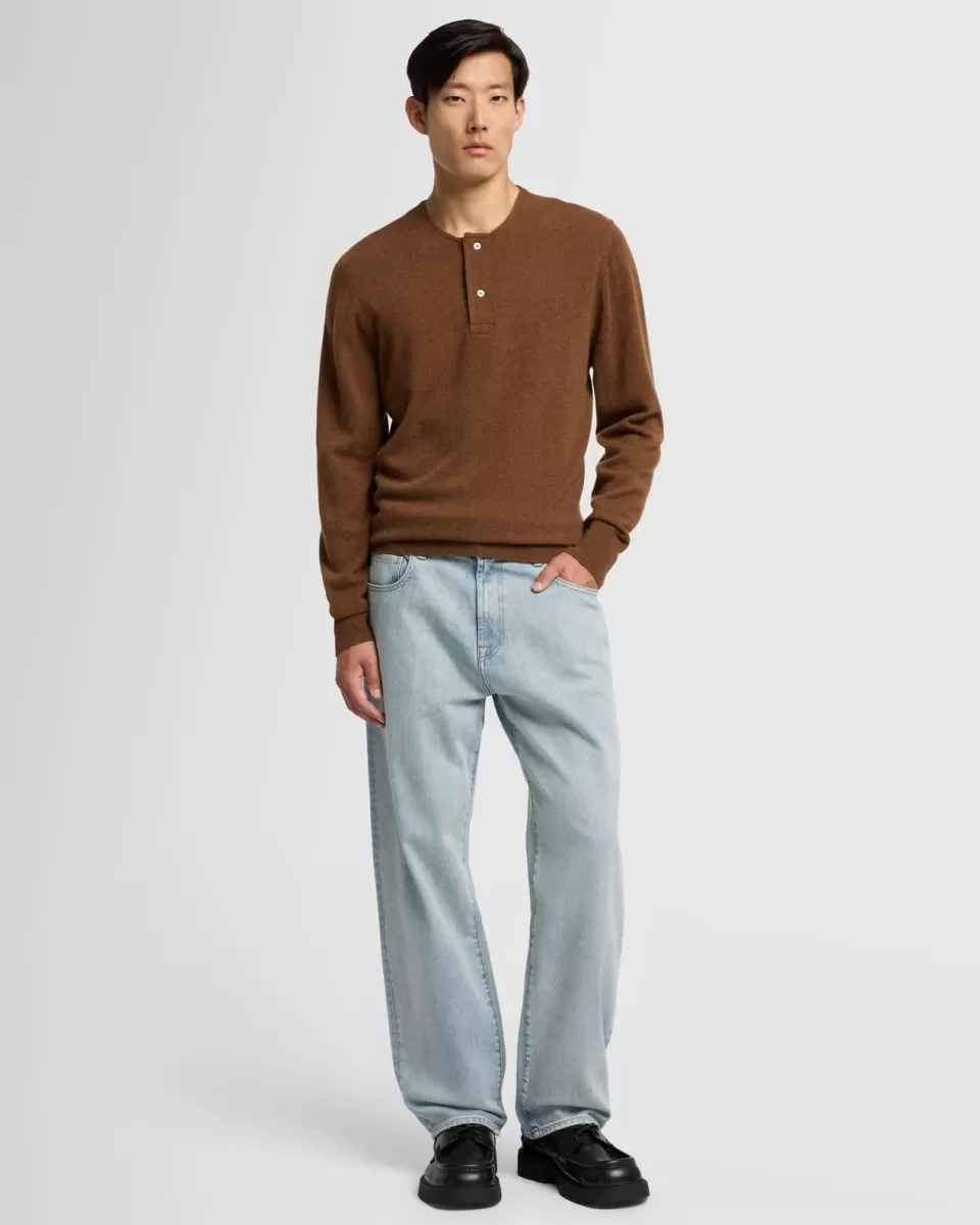 7 For All Mankind Cashmere Henley Sweater in Nutshell