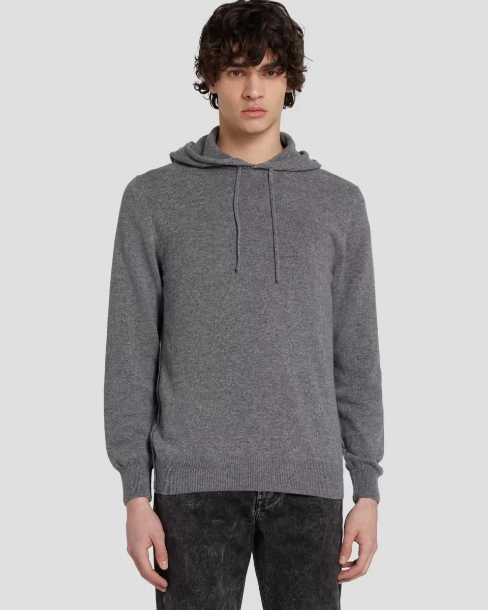 7 For All Mankind Cashmere Hoodie in Heather Grey