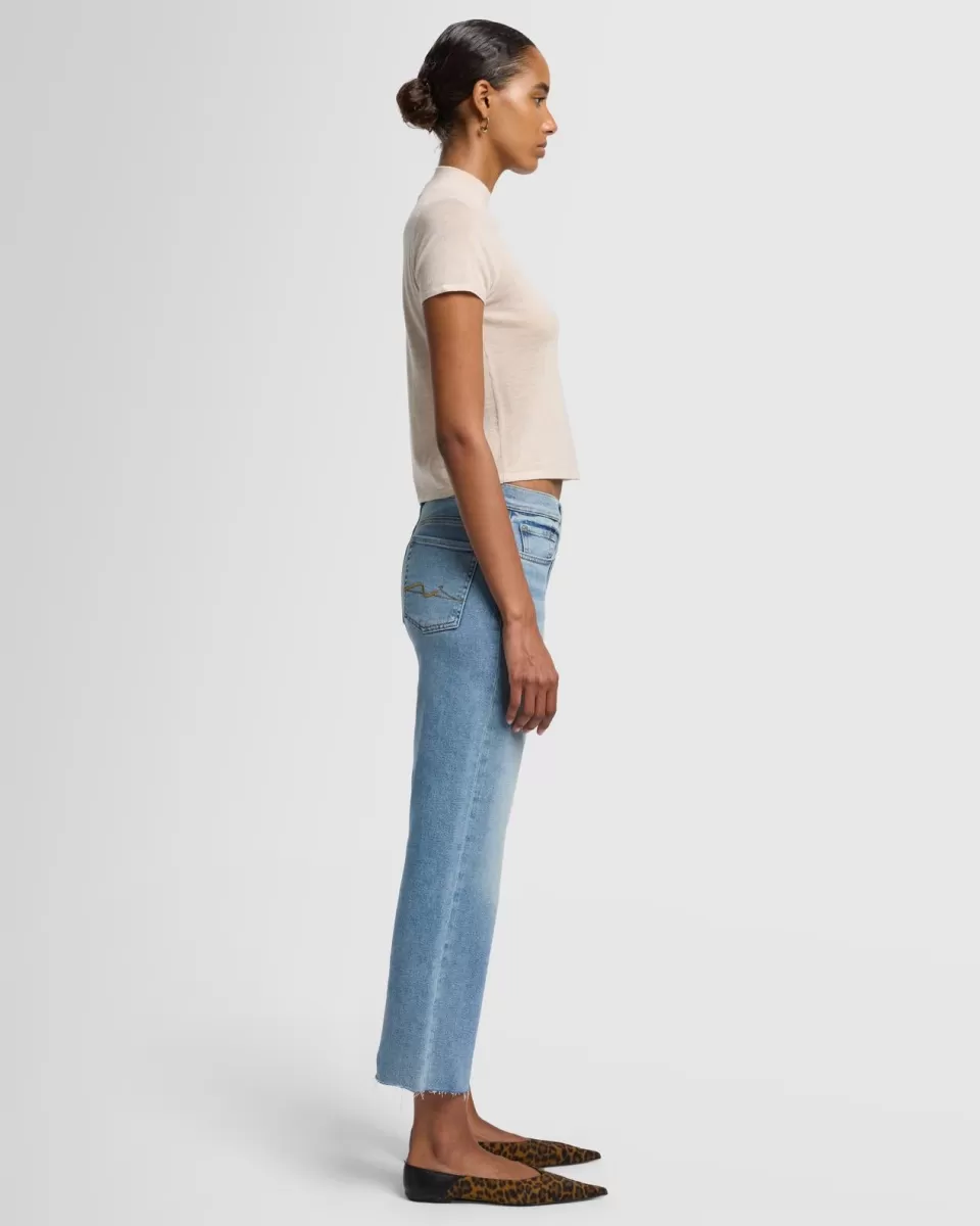 Women 7 For All Mankind Cashmere Mock Neck Short Sleeve Sweater in Porcini