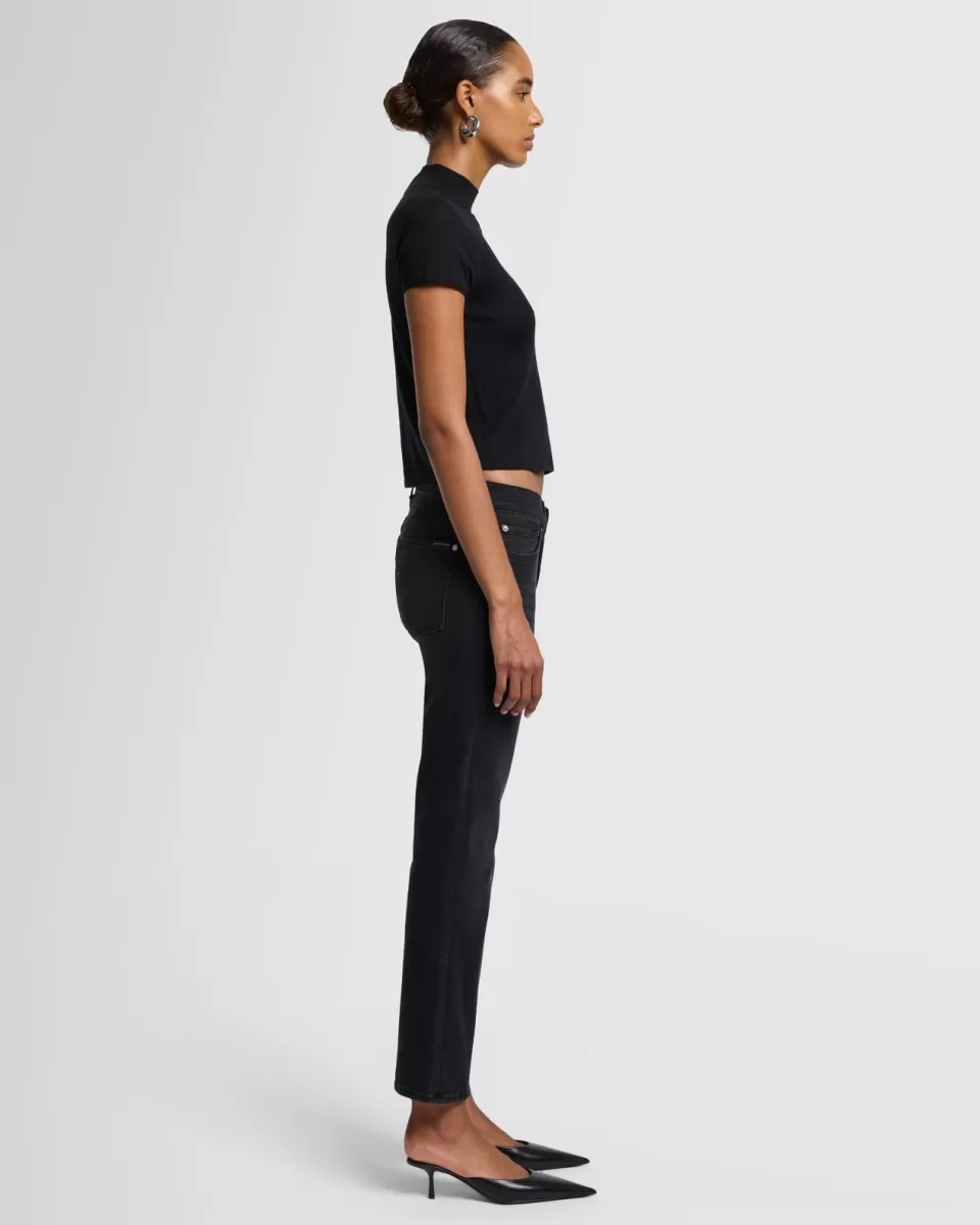 Women 7 For All Mankind Cashmere Mock Neck Short Sleeve Sweater in Porcini