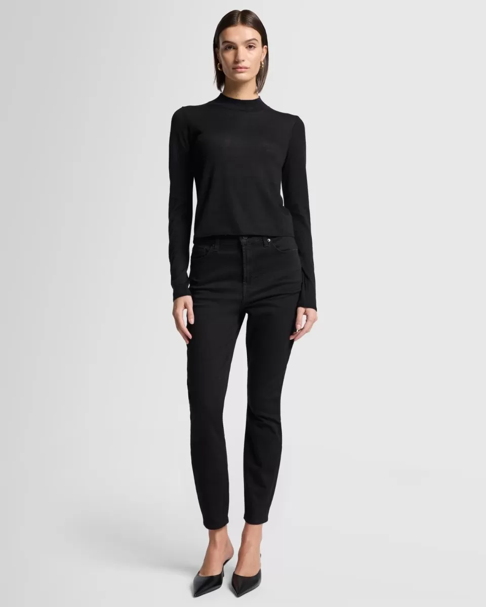 Women 7 For All Mankind Cashmere Mock Neck Sweater in Black