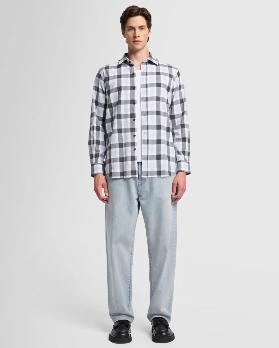 7 For All Mankind Checkered Flannel in Grey Melange