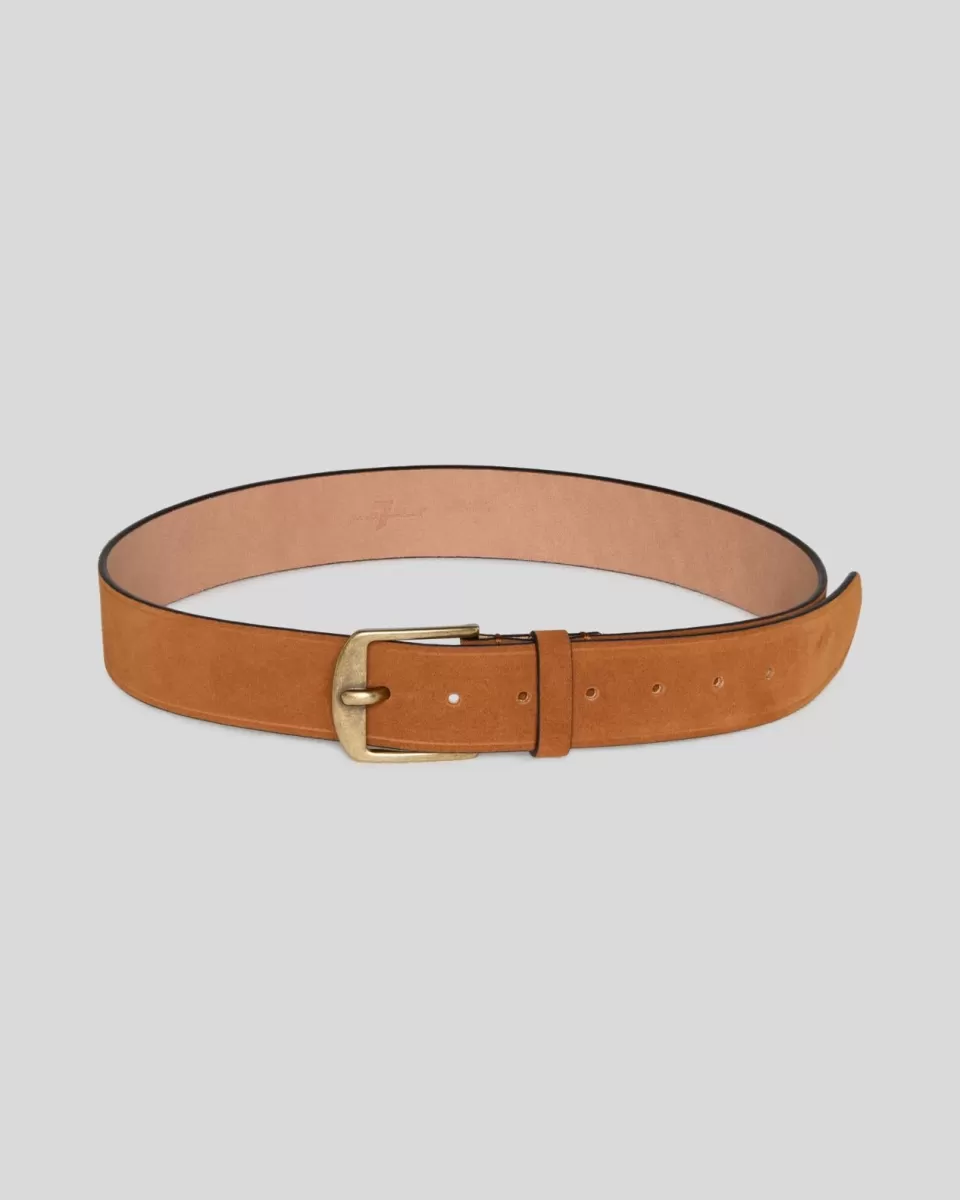 Women 7 For All Mankind Classic Suede Belt in Cognac