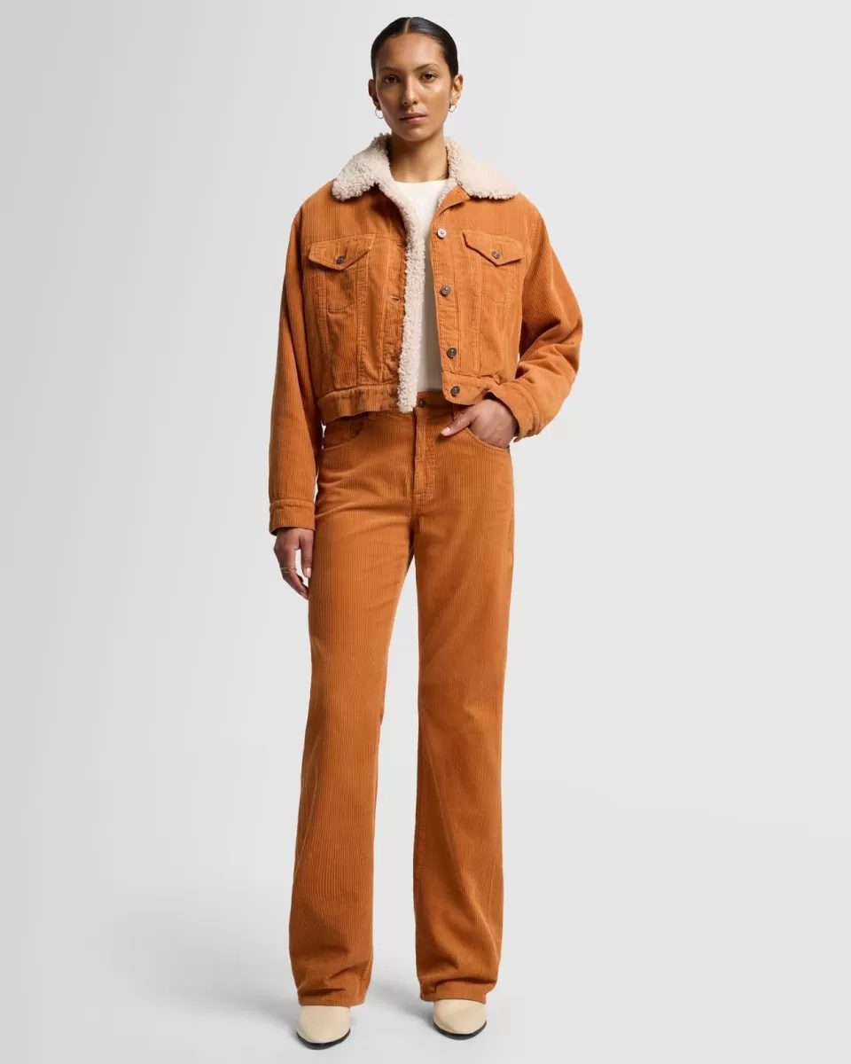 Women 7 For All Mankind Corduroy Tess Trouser in Honey Mustard