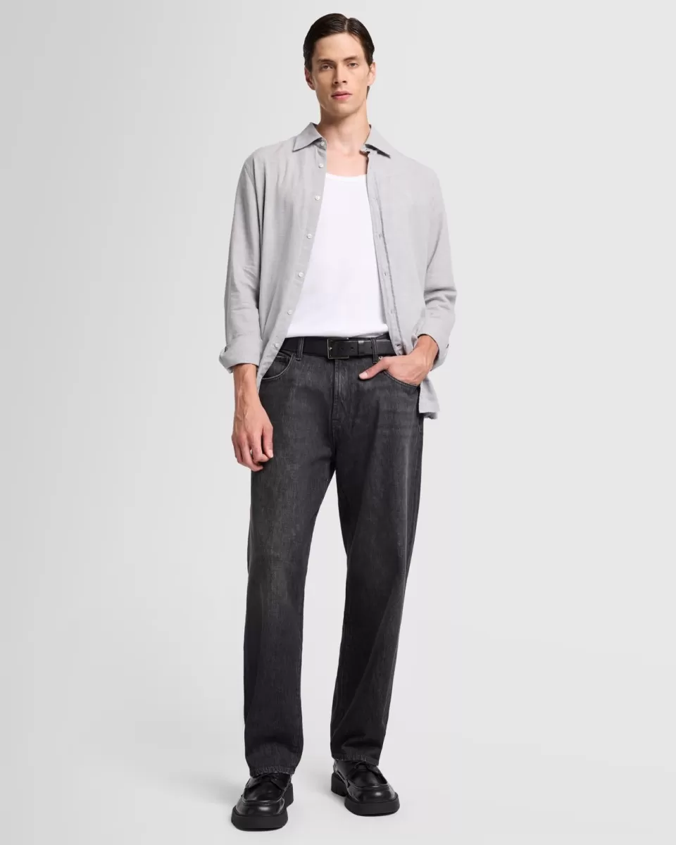 7 For All Mankind Cotton-Cashmere Button Up Shirt in Light Grey