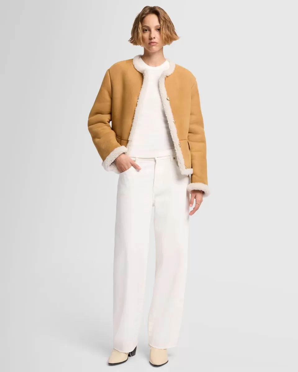 Women 7 For All Mankind Cropped Shearling Jacket in