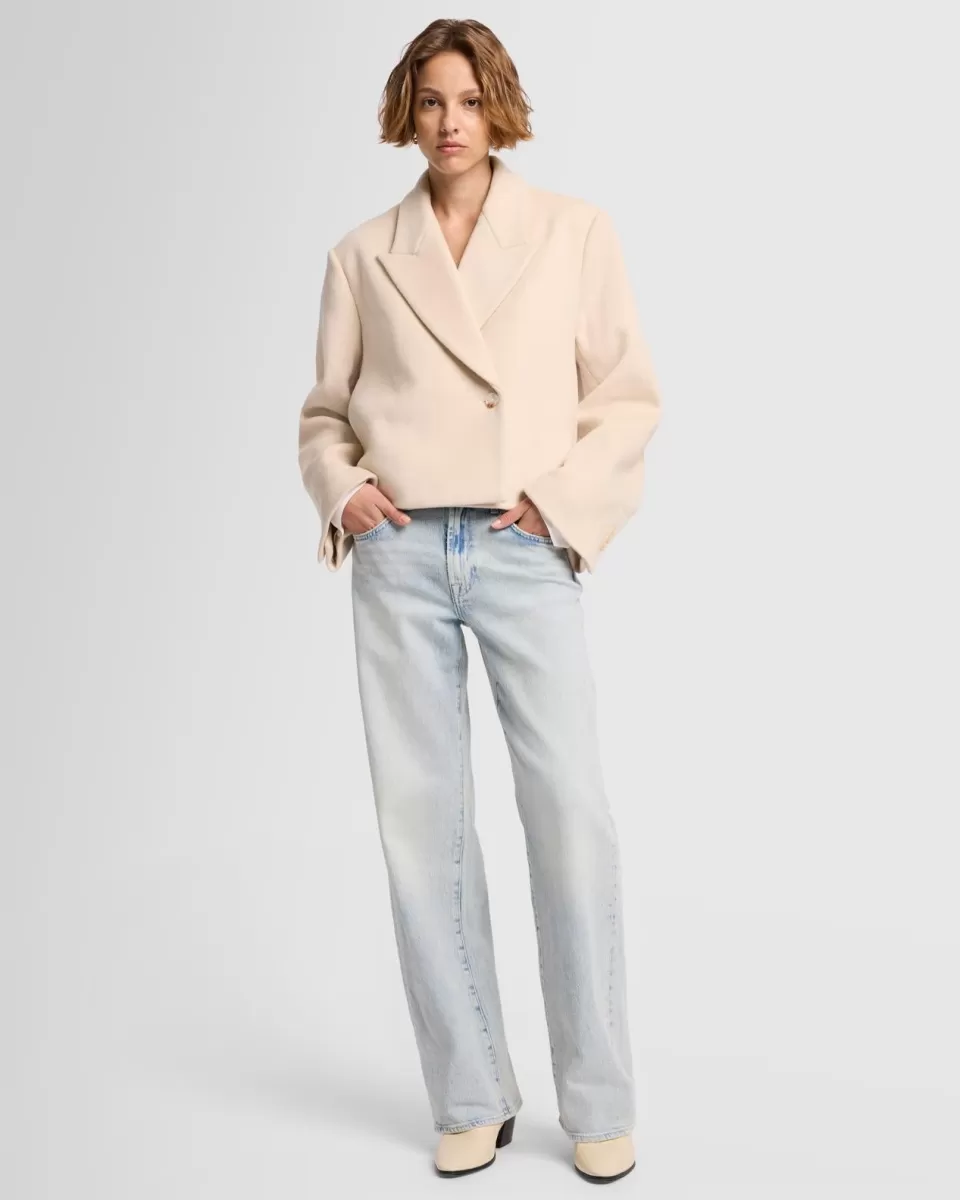 Women 7 For All Mankind Cropped Wool Jacket in Milk