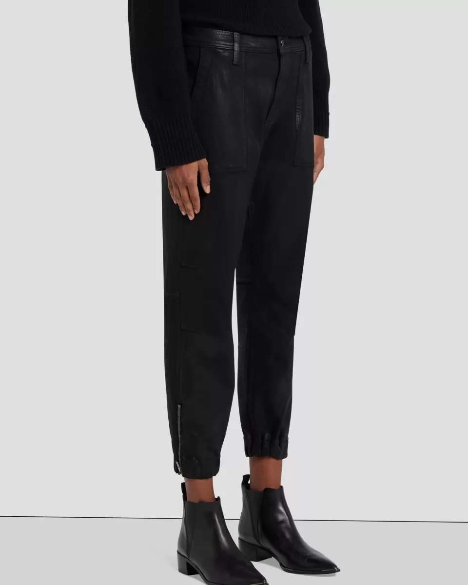 Women 7 For All Mankind Darted Boyfriend Jogger In Coated Black