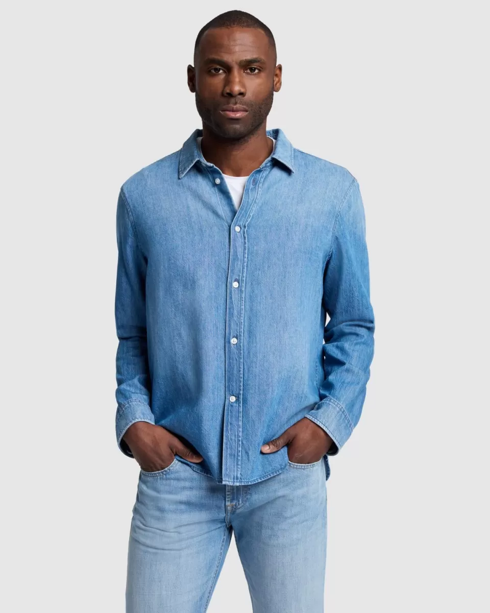 7 For All Mankind Denim Button Up Shirt in Harmattan