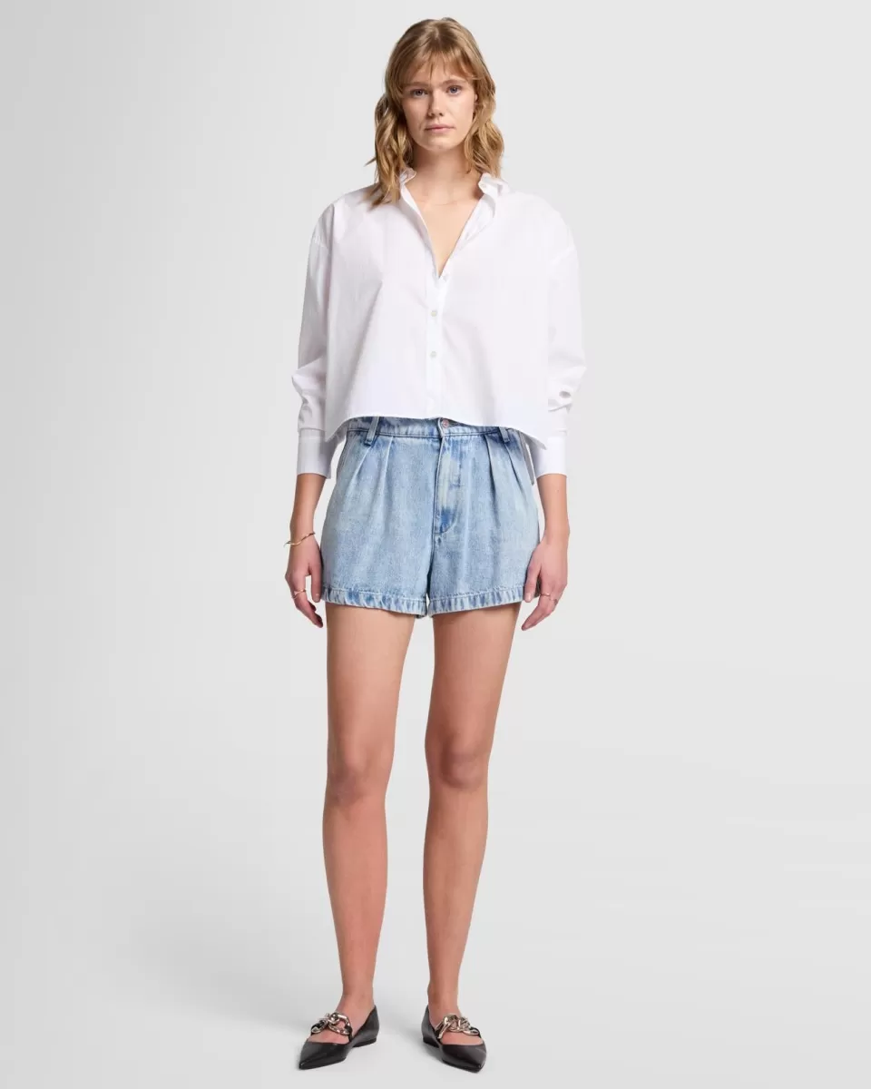 Women 7 For All Mankind Denim Lustre Pleated Short in