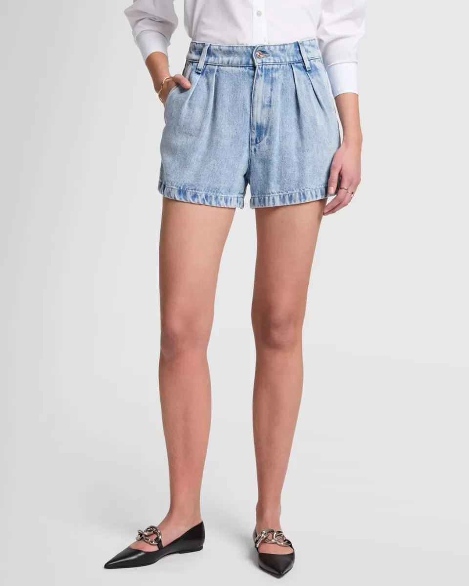 Women 7 For All Mankind Denim Lustre Pleated Short in