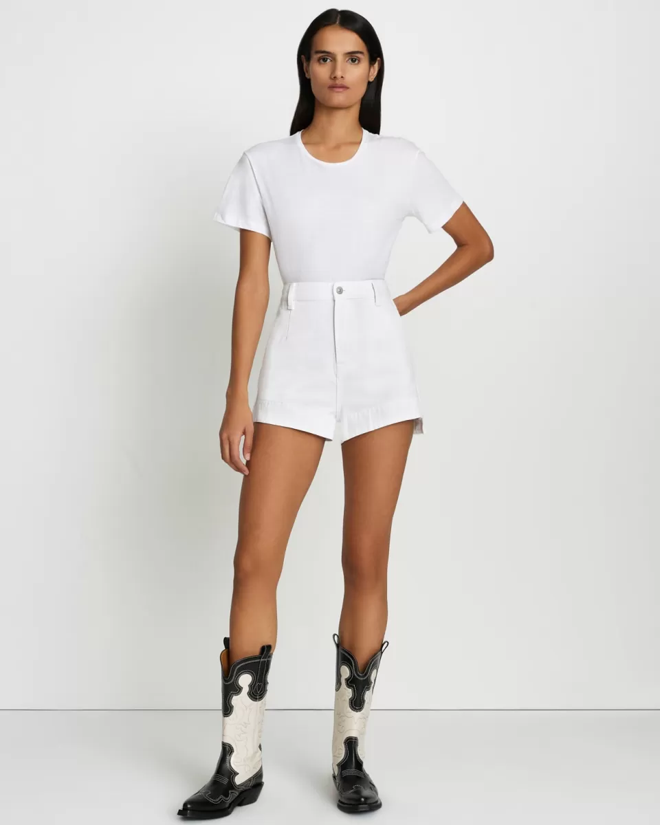 Women 7 For All Mankind Denim Tailored Short in Brilliant White