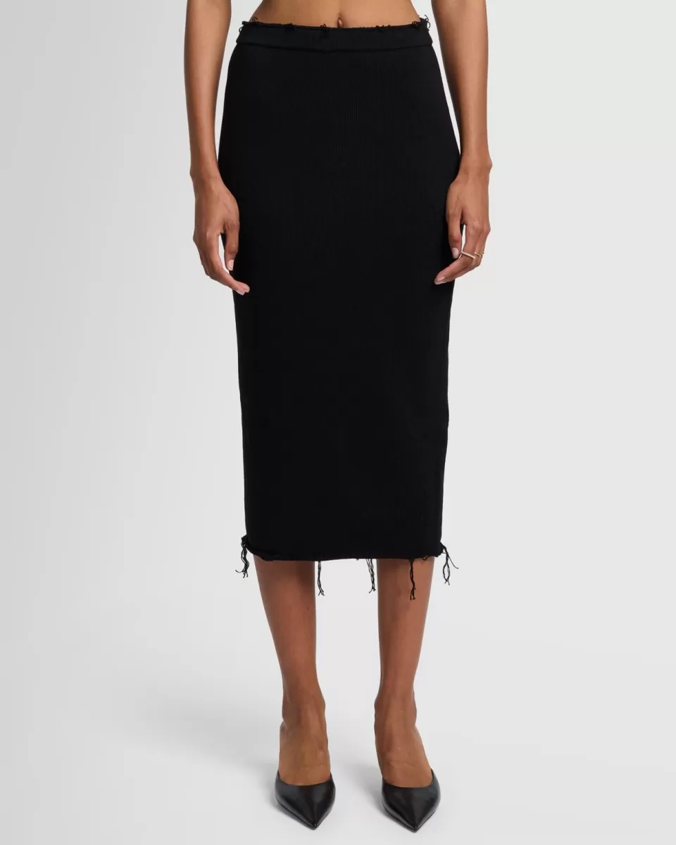 Women 7 For All Mankind Distressed Knit Midi Skirt in