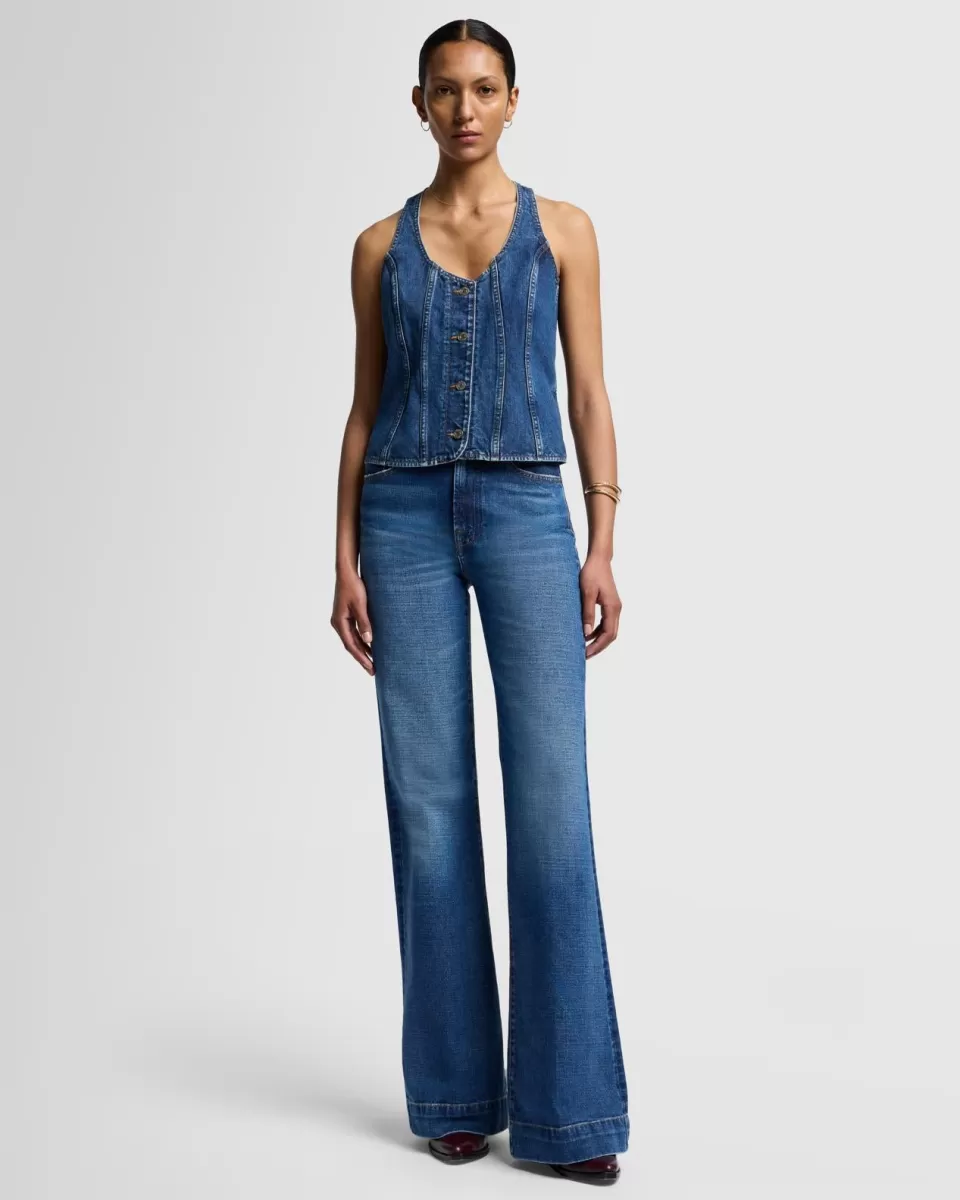 Women 7 For All Mankind Fitted Denim Vest in