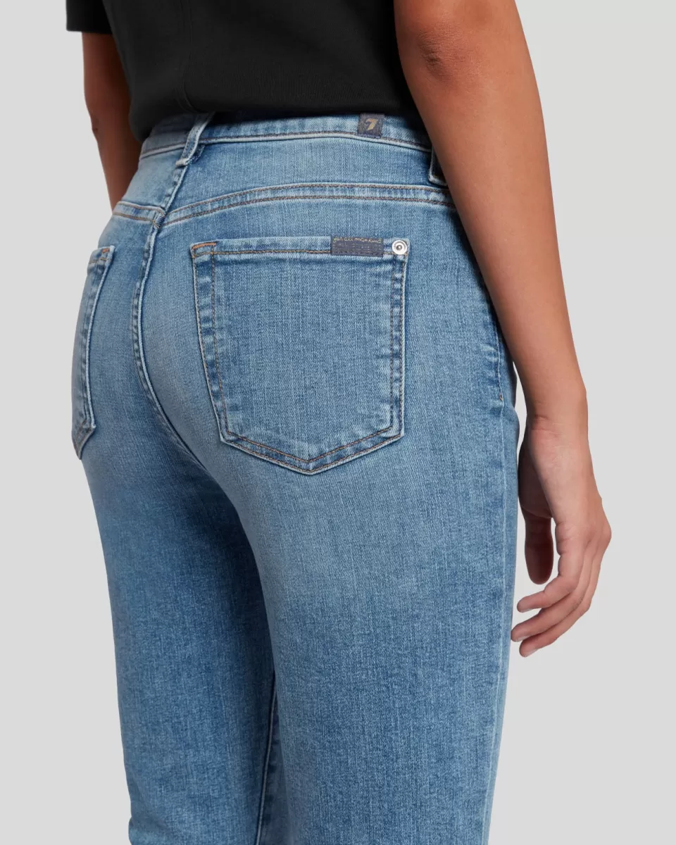 Women 7 For All Mankind High Waist Slim Kick with Long Side Hem and Destroy in Sloane Vintage