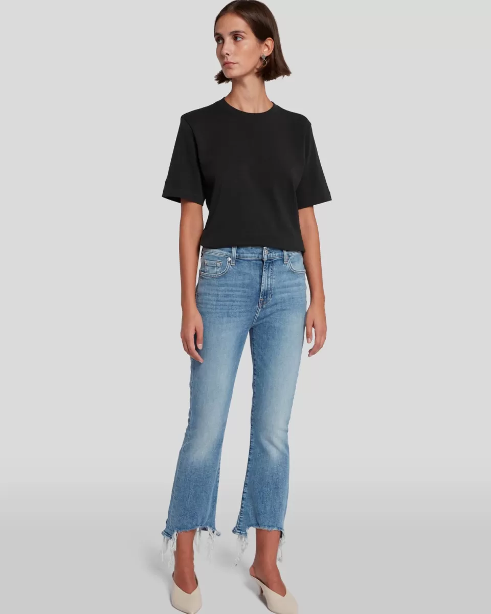 Women 7 For All Mankind High Waist Slim Kick with Long Side Hem and Destroy in Sloane Vintage