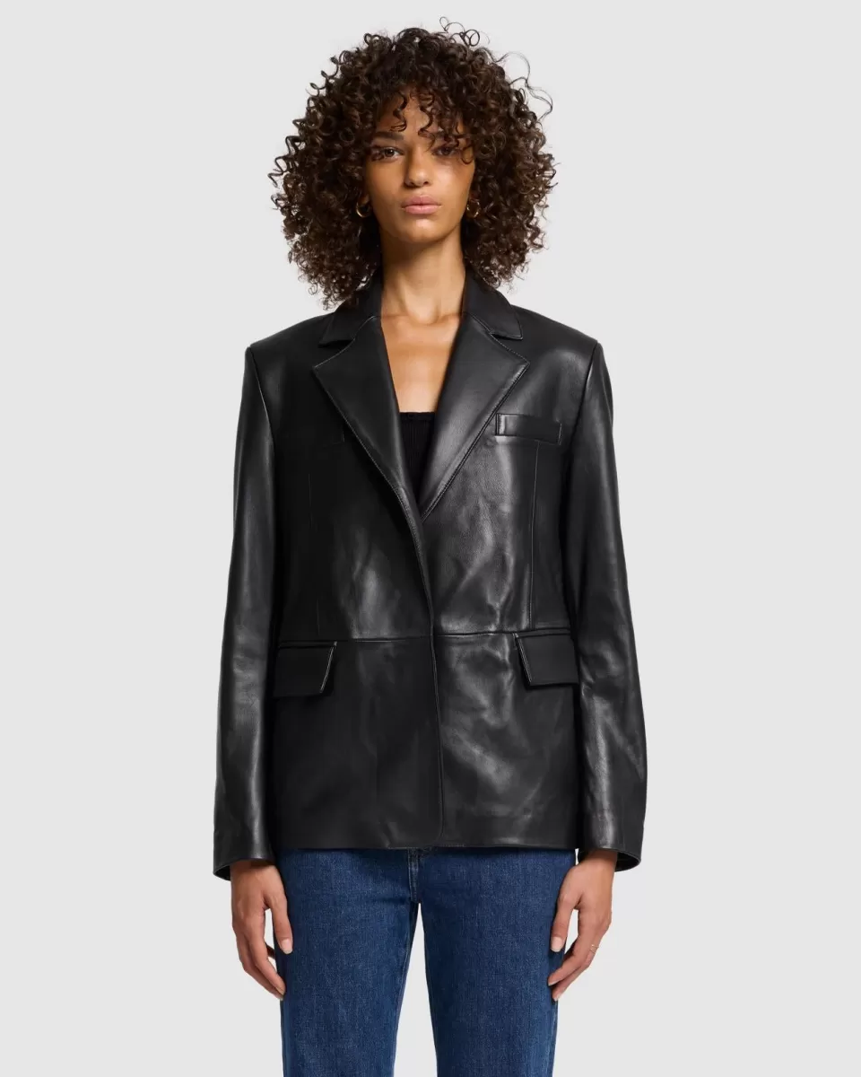 Women 7 For All Mankind Italian Leather Blazer in