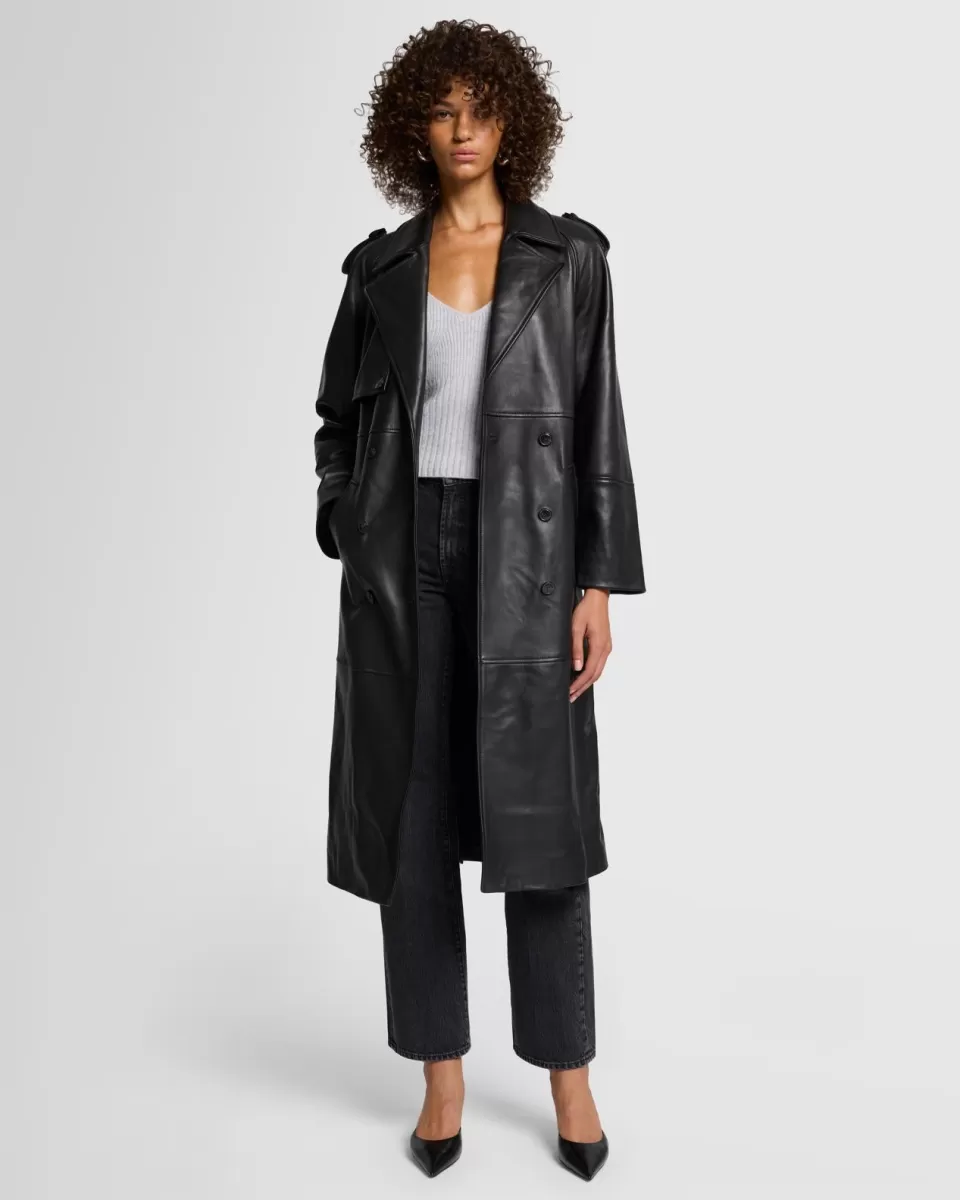 Women 7 For All Mankind Italian Leather Trench Coat in