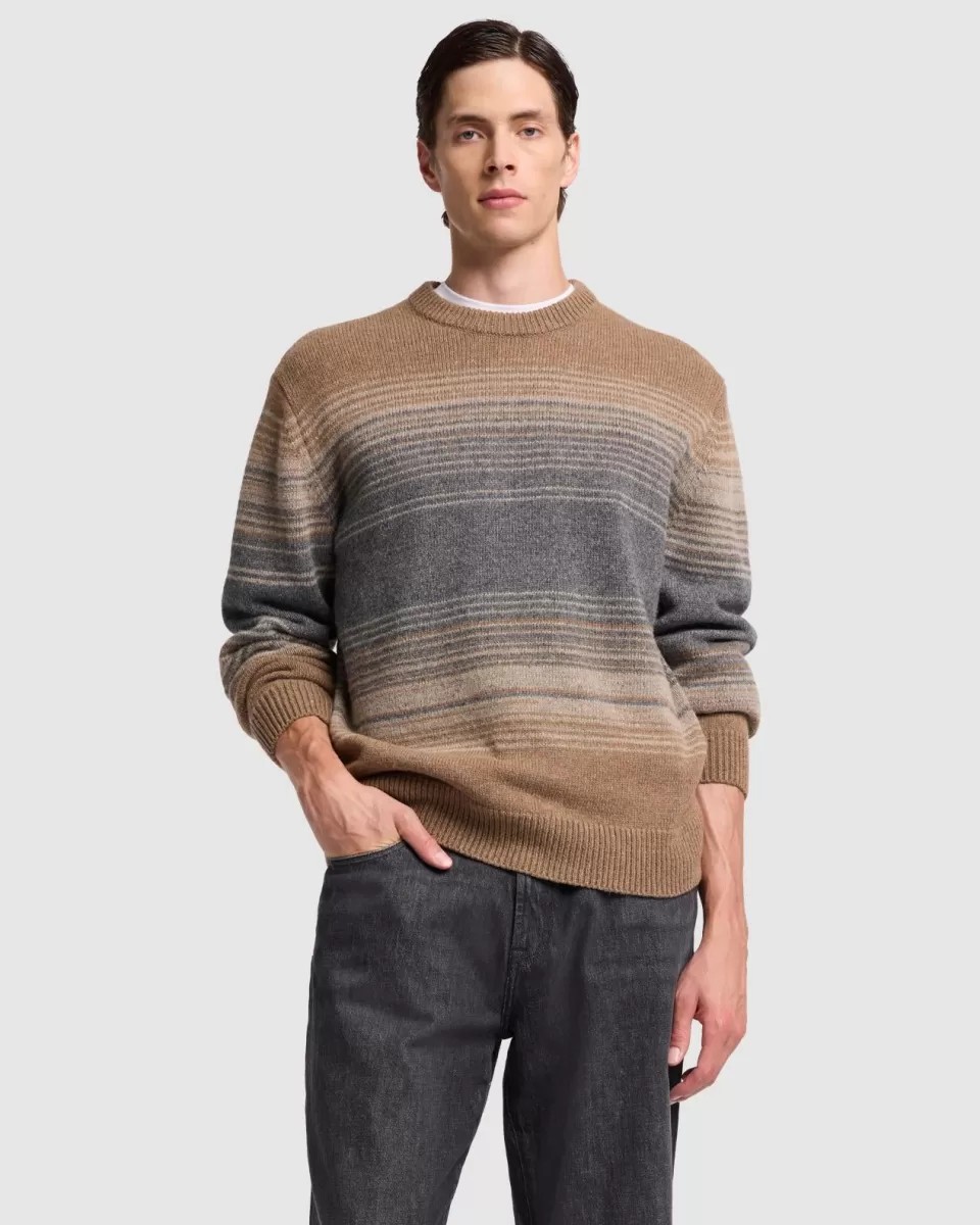 7 For All Mankind Jacquard Crewneck in Ombre Nutshell