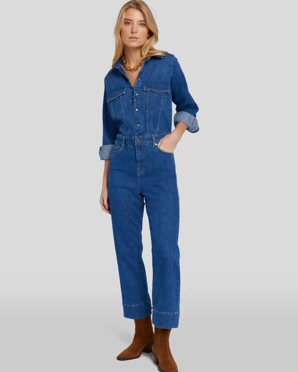 Women 7 For All Mankind Left Hand Jumpsuit in Blue Soul