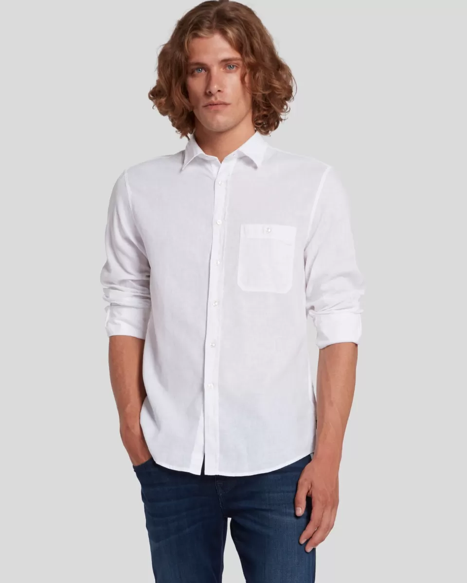 7 For All Mankind Linen Blend Button Up Shirt in