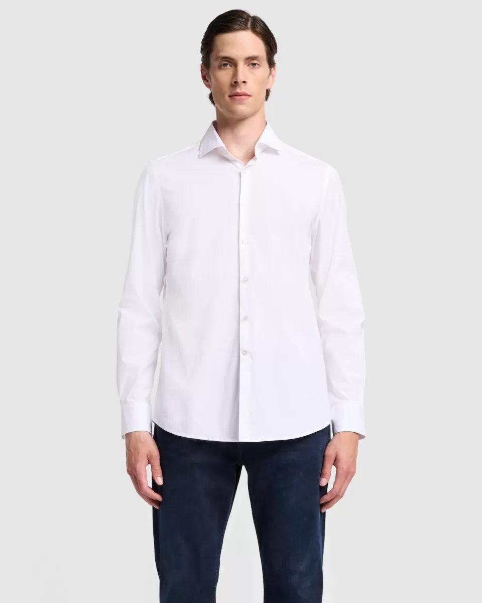 7 For All Mankind Long Sleeve Poplin Shirt in White