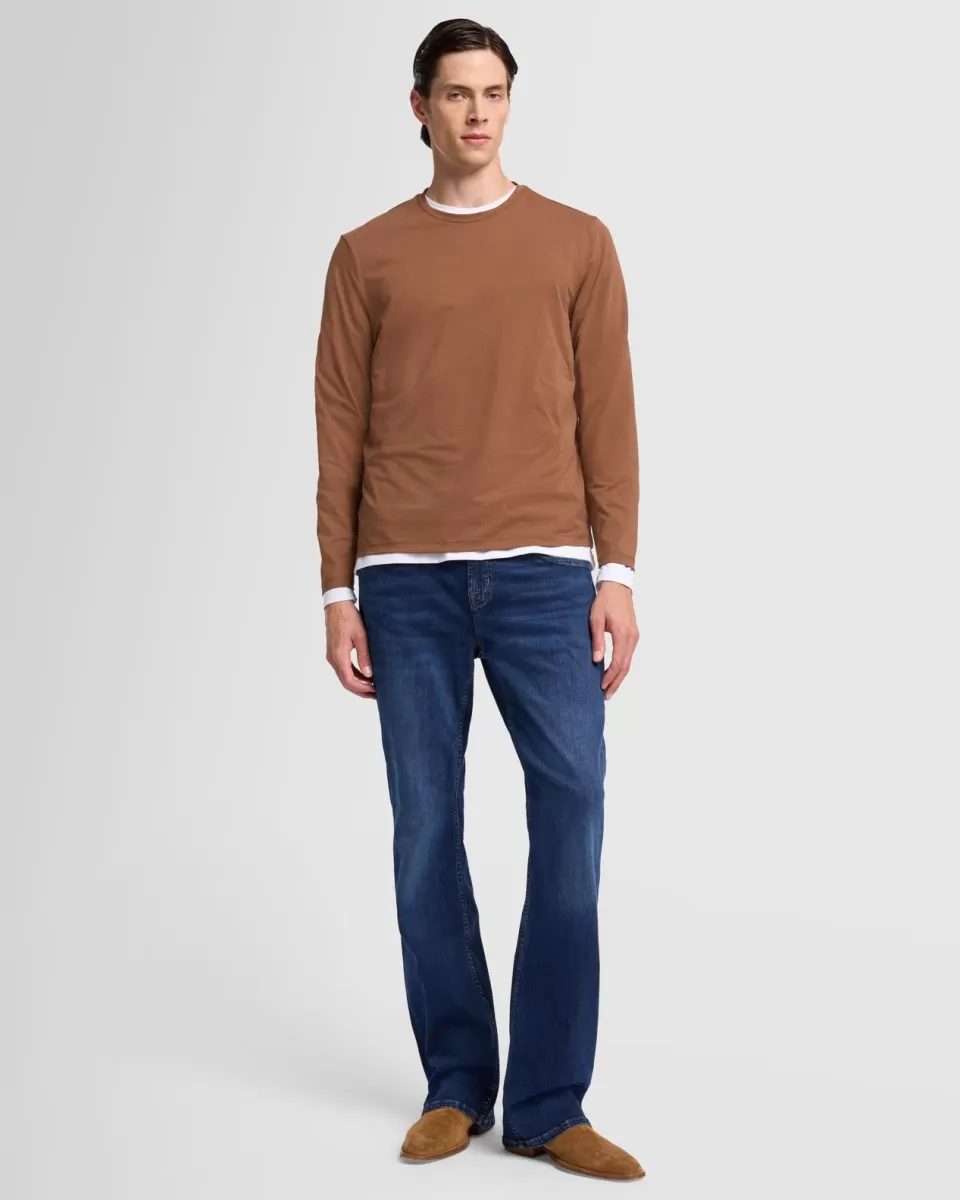 7 For All Mankind Luxe Performance Long Sleeve Tee in Nutshell