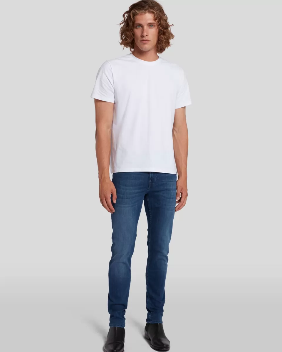 7 For All Mankind Luxe Performance Plus Slimmy Tapered In Mid-Blue