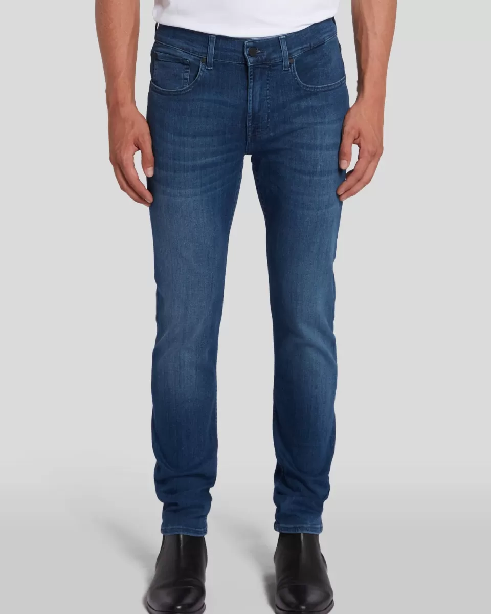 7 For All Mankind Luxe Performance Plus Slimmy Tapered In Mid-Blue