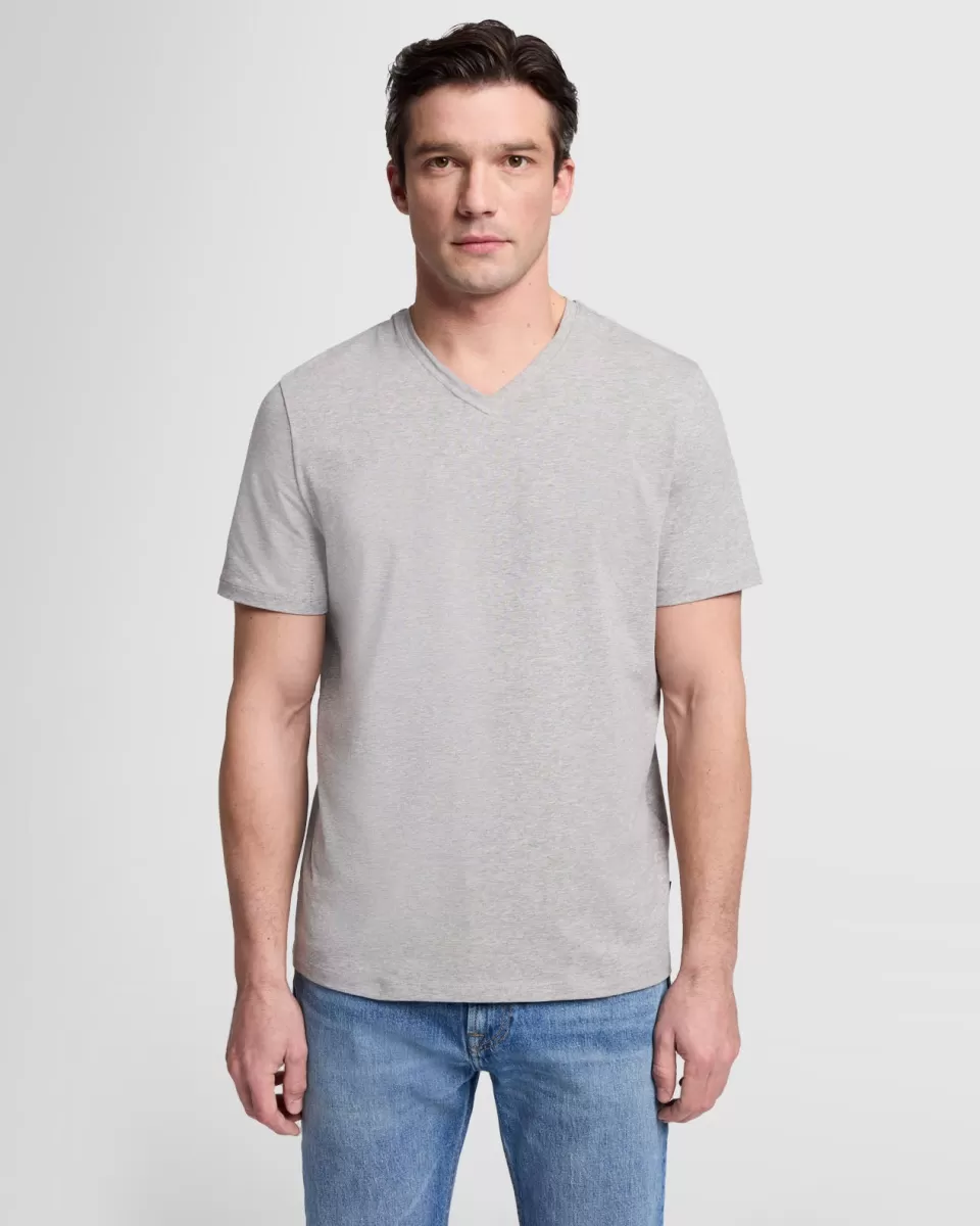 7 For All Mankind Luxe Performance V-Neck Tee in Grey Melange