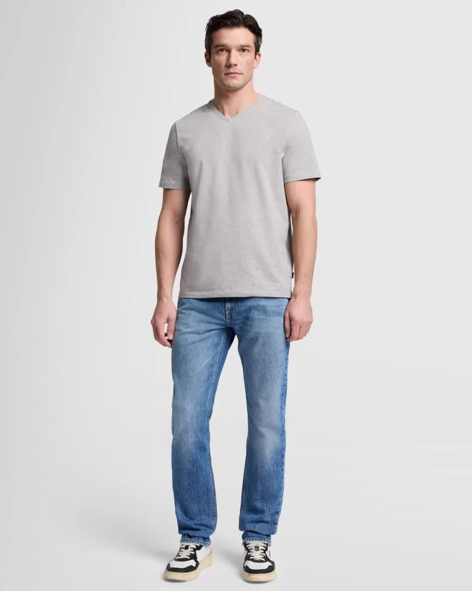 7 For All Mankind Luxe Performance V-Neck Tee in Grey Melange