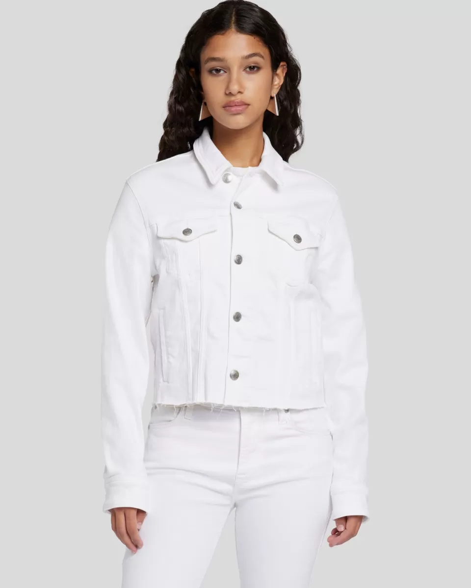 Women 7 For All Mankind Luxe Vintage Classic Trucker With Cut Hem In