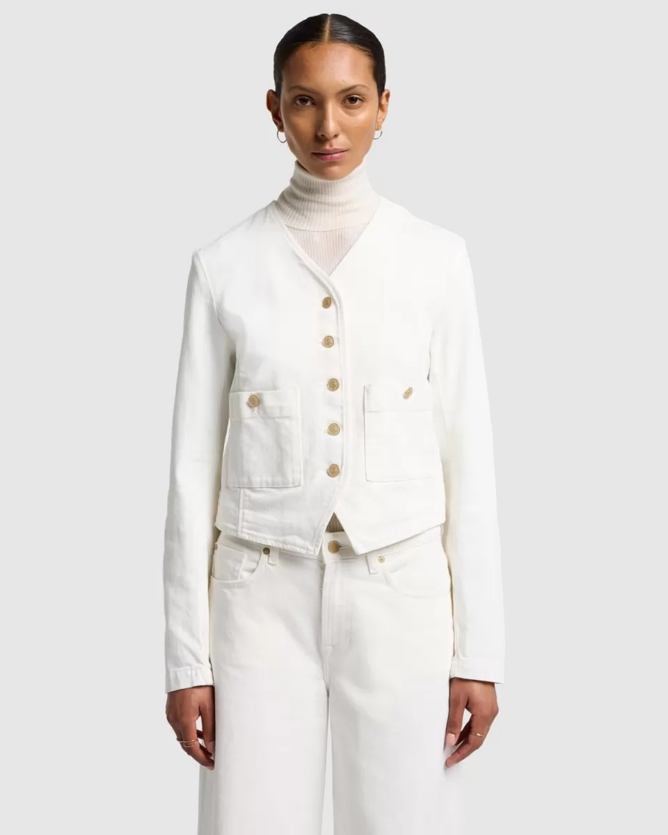 Women 7 For All Mankind MANKIND Collarless Jacket in Vintage White