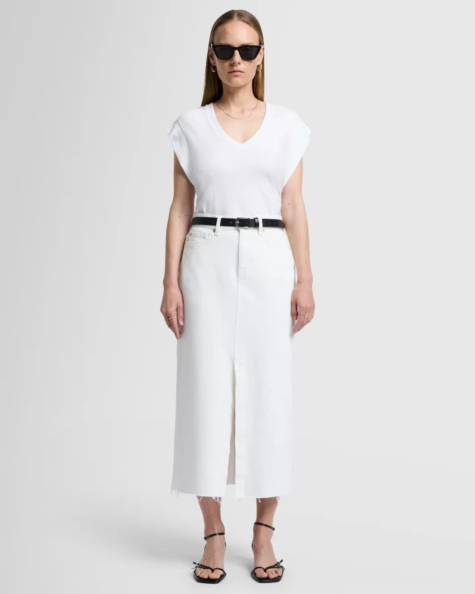 Women 7 For All Mankind MANKIND Kellie Skirt in Vintage White