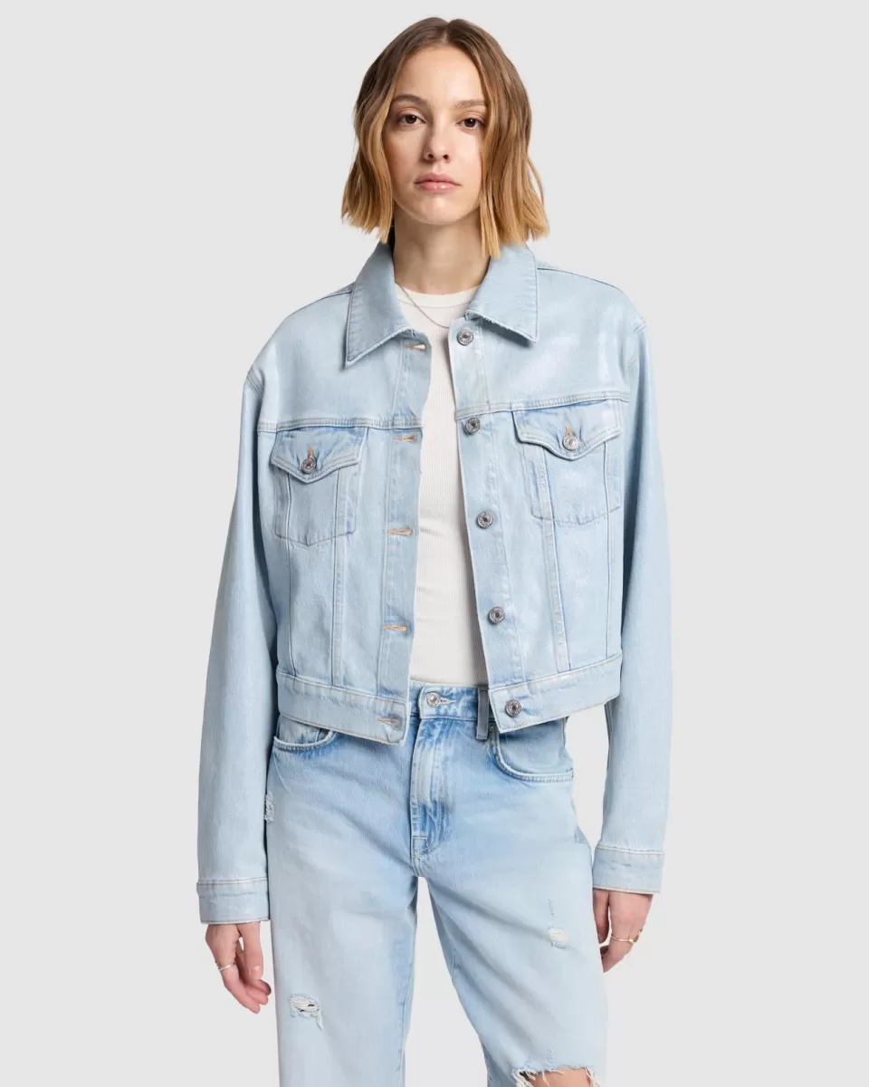 Women 7 For All Mankind MANKIND Nellie Trucker Jacket in Sunshine