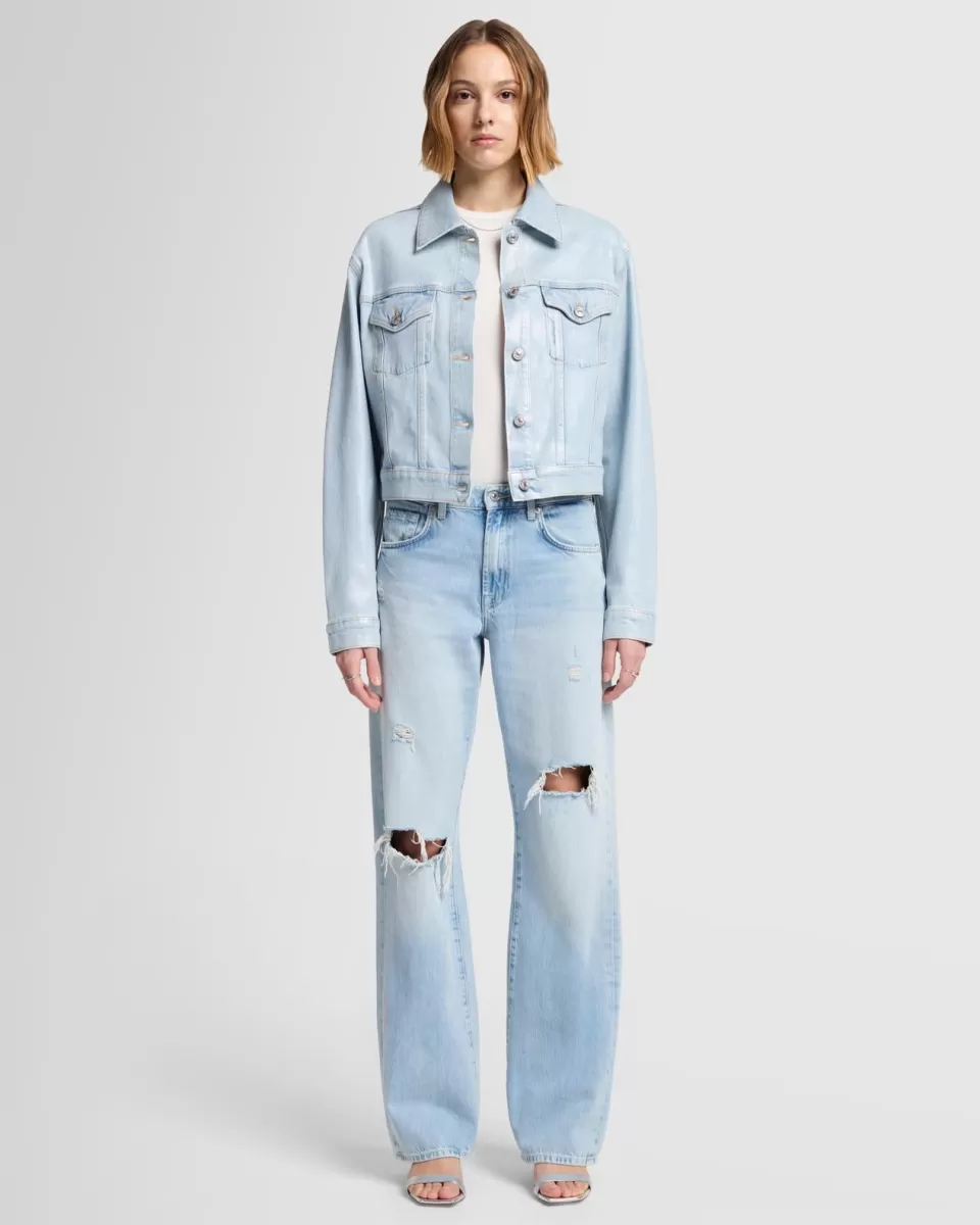 Women 7 For All Mankind MANKIND Nellie Trucker Jacket in Sunshine