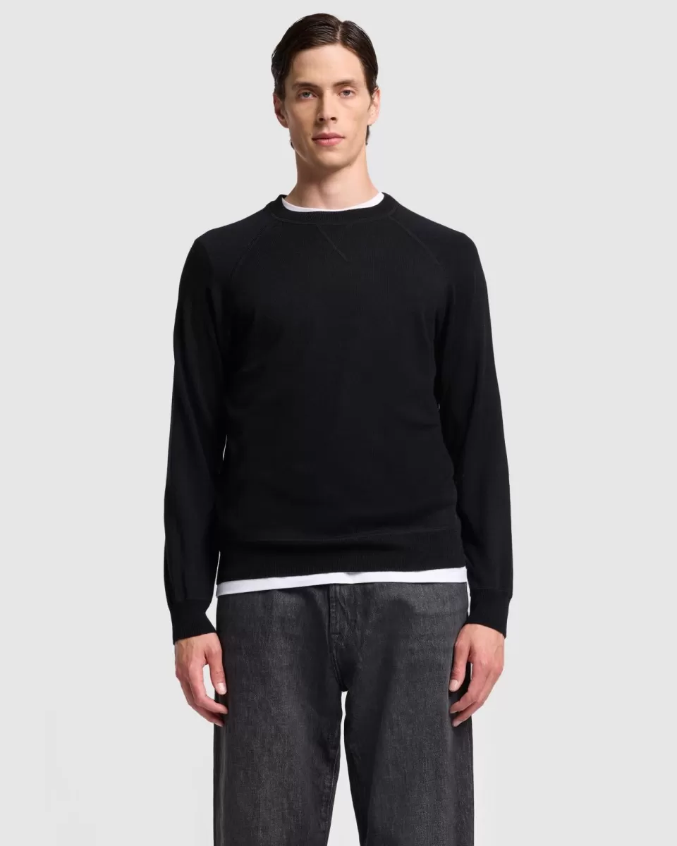 7 For All Mankind Merino Crewneck in Black