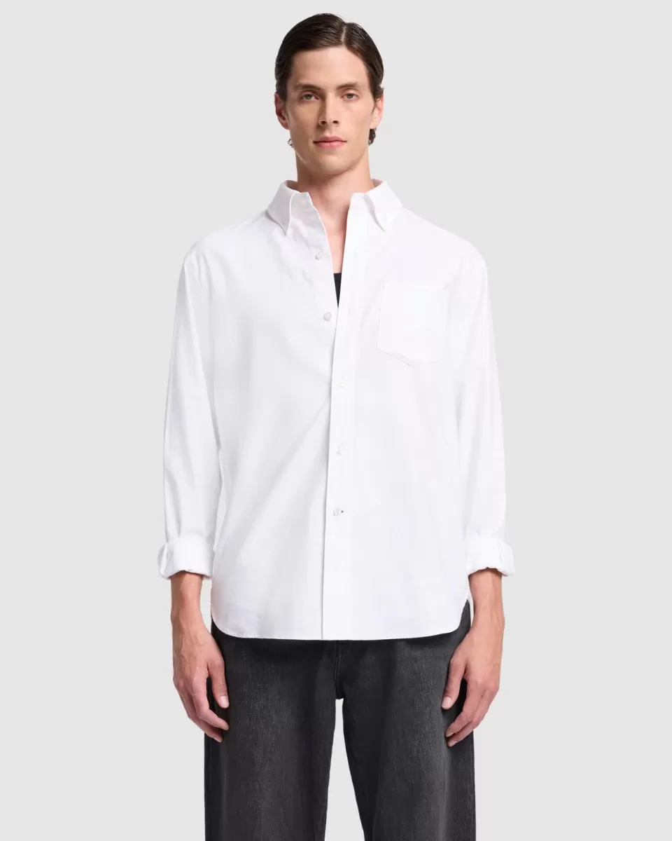 7 For All Mankind Oxford Button Down Shirt in White