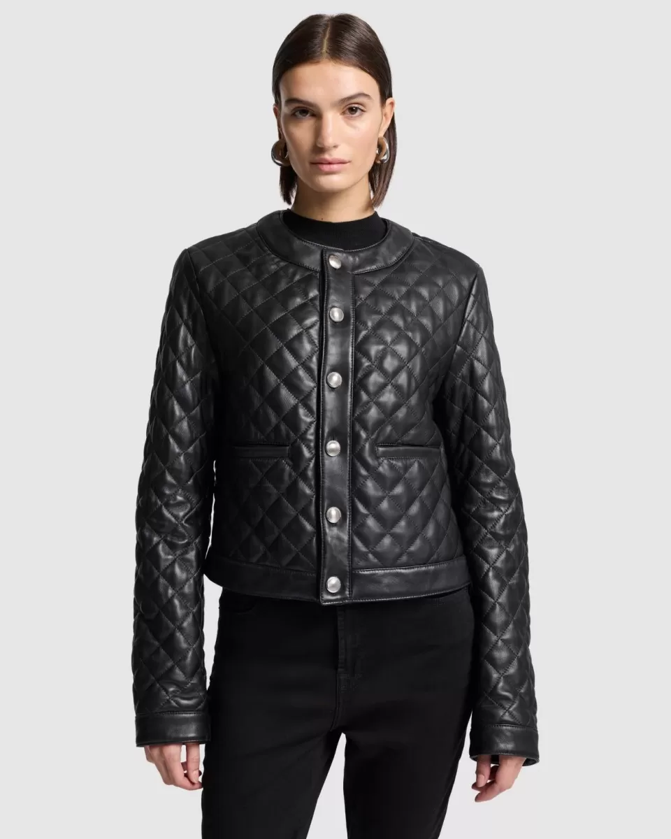 Women 7 For All Mankind Quilted Leather Jacket in