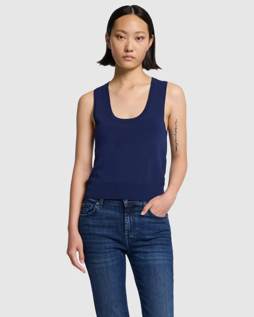 Women 7 For All Mankind Ribbed Scoop Neck Top In Inkwell