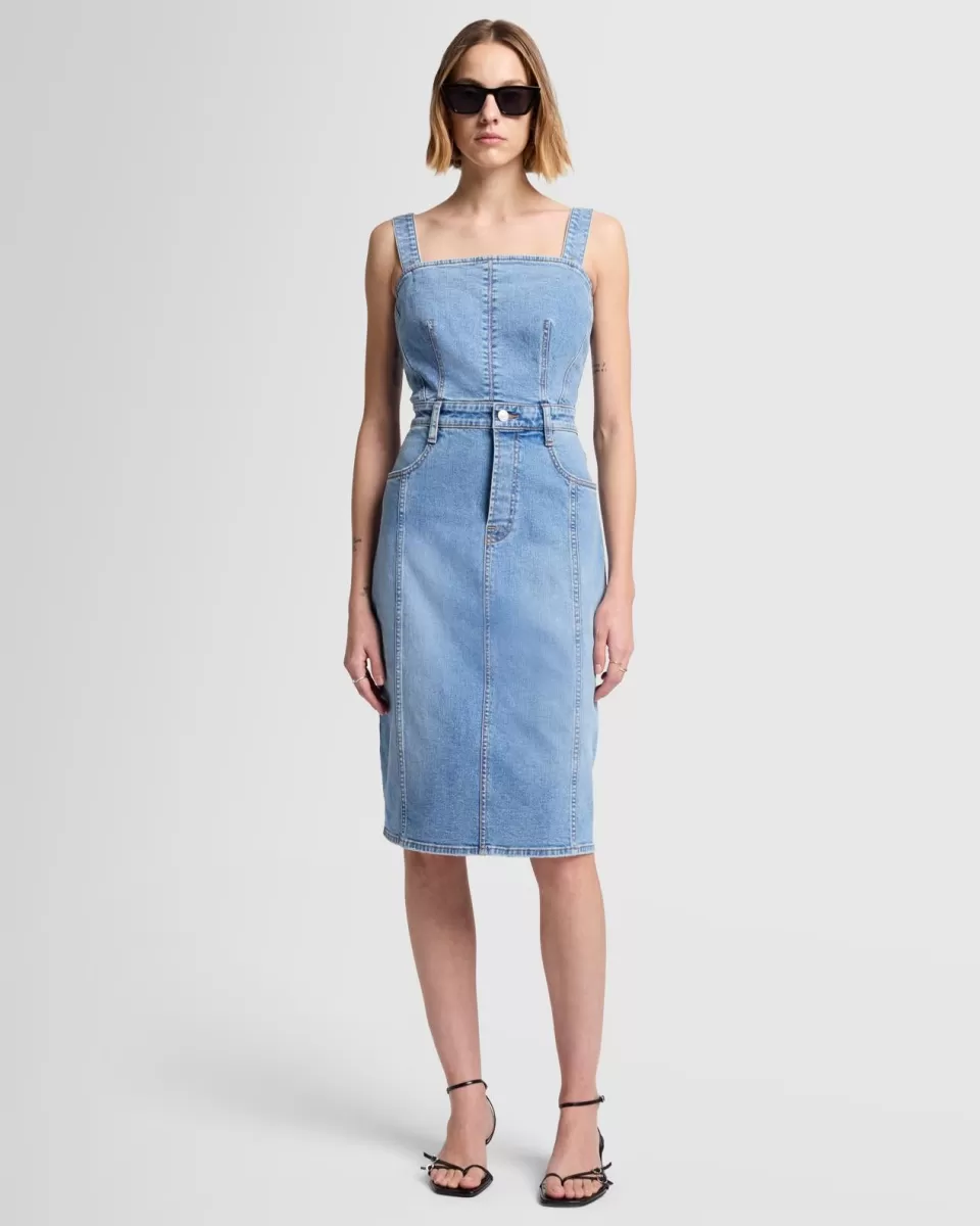 Women 7 For All Mankind Seamed Denim Midi Dress in