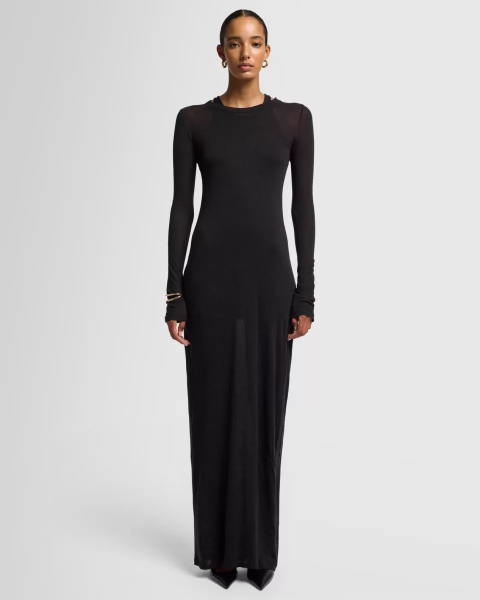 Women 7 For All Mankind Sheer Long Sleeve Maxi Dress in