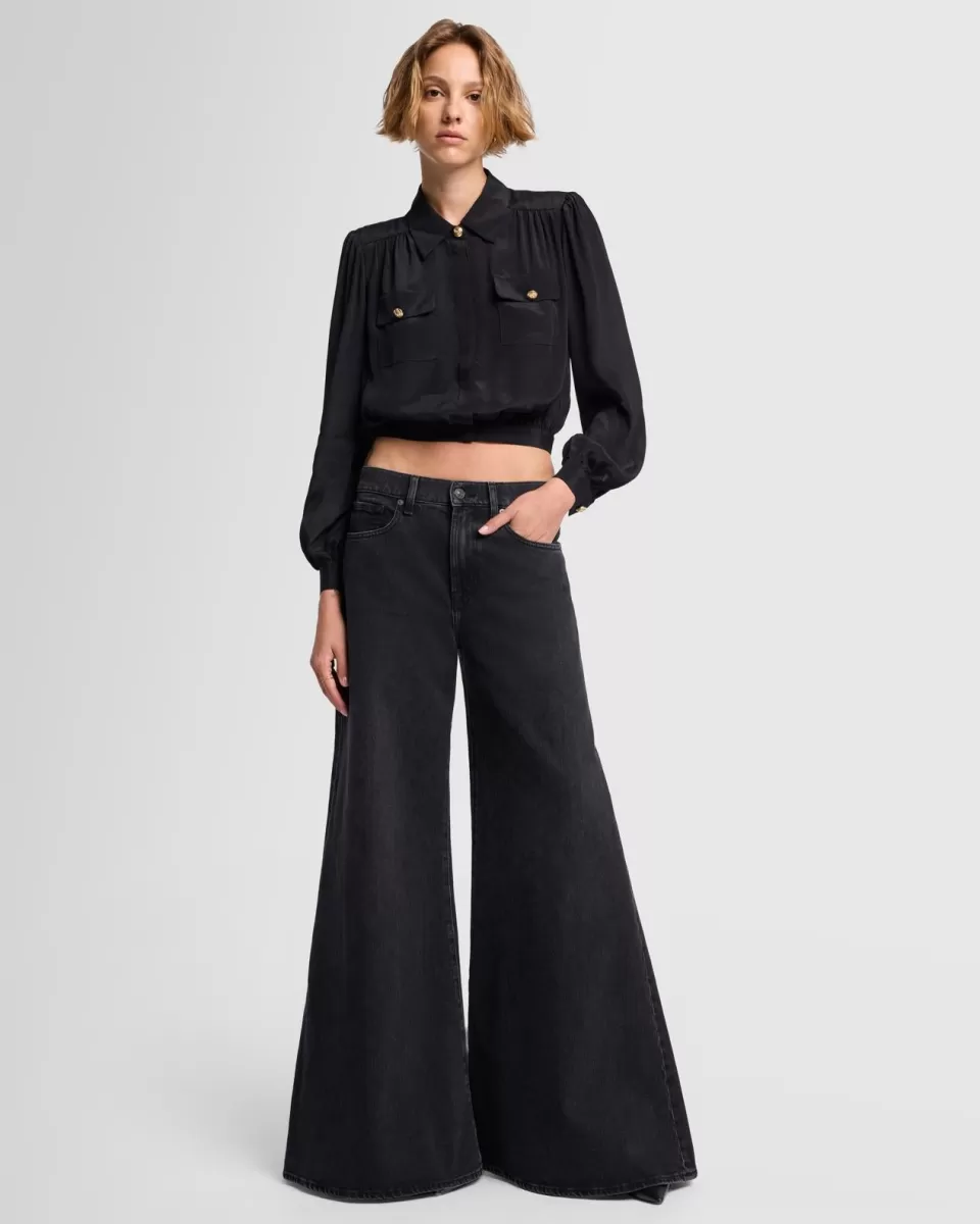 Women 7 For All Mankind Silk Cropped Blouse in